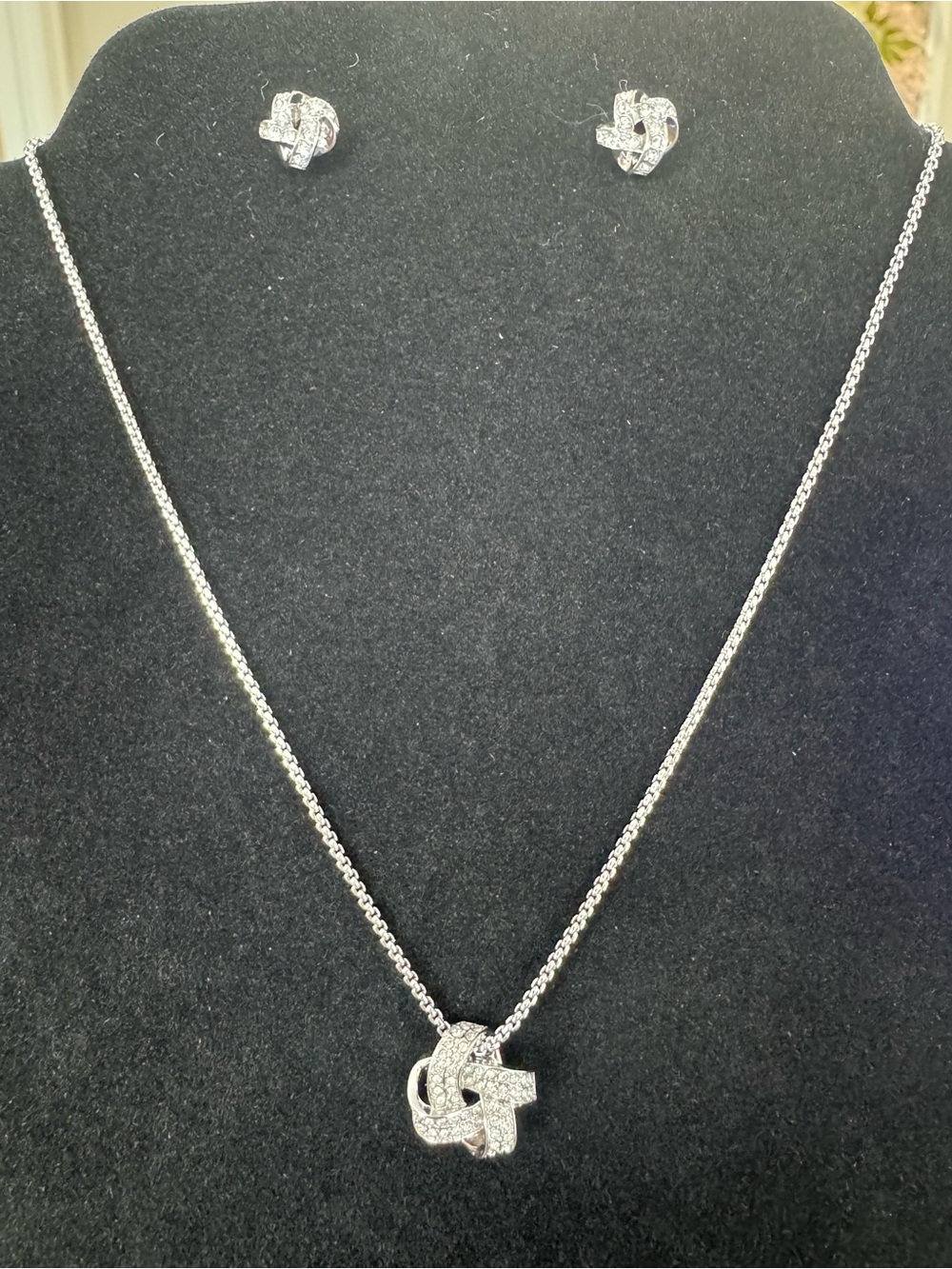 Touchstone Crystal by Swarovski Love Knot Necklace & Earrings Set